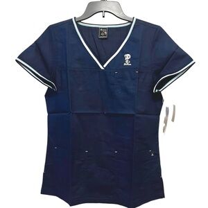 Tokidoki x Koi by Kathy Peterson Navy Blue V-Neck Scrub Top with Mermaid